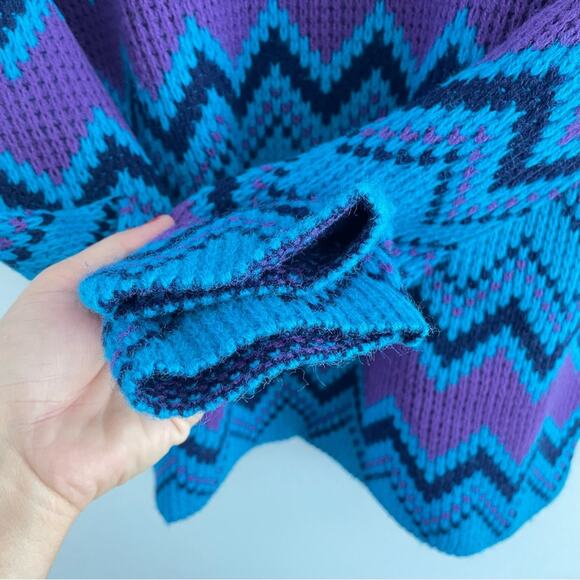 Vintage Maverick Blue Bell Pullover Sweater Abstract Purple & Blue Zigzag 1980s - Picture 4 of 9